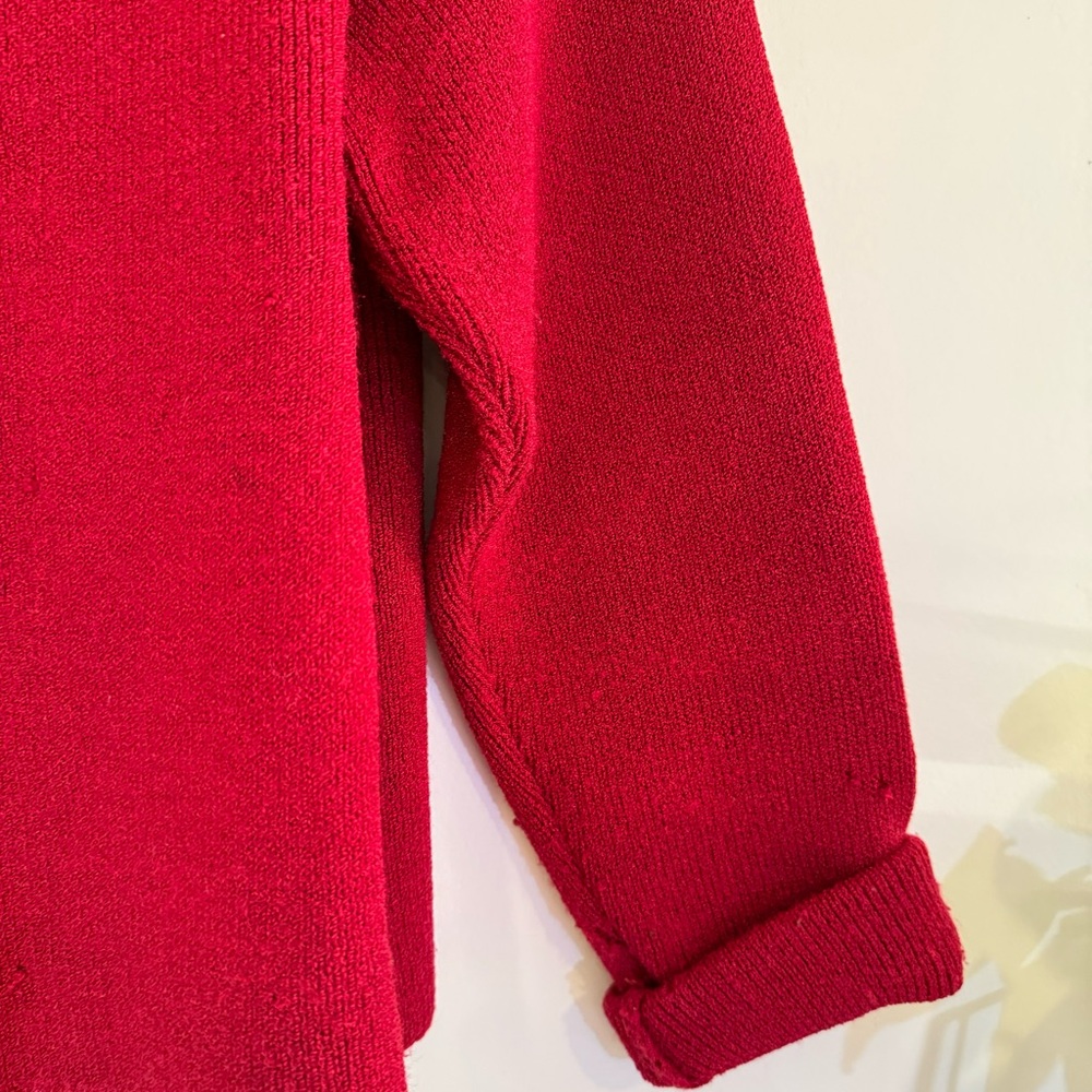 Vintage 1980s Margaret O’Leary Women Red Wool Zip Front Knit Jacket Size 2 - Picture 4 of 11